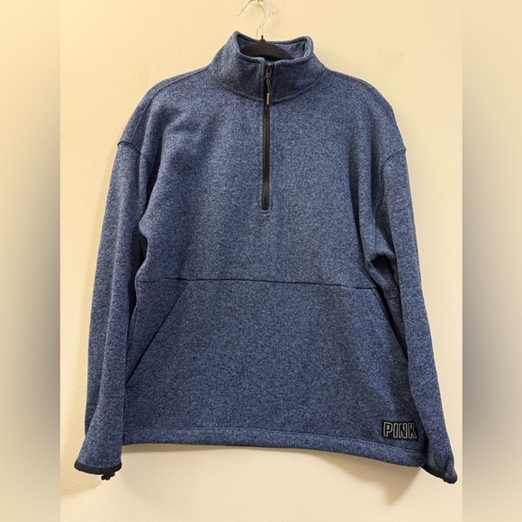 Pink By Victoria’s Secret Heather Blue Quarter Zip Pullover -‎ M - Picture 1 of 11